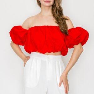 Top Iris con hombros descubiertos y diseño globo