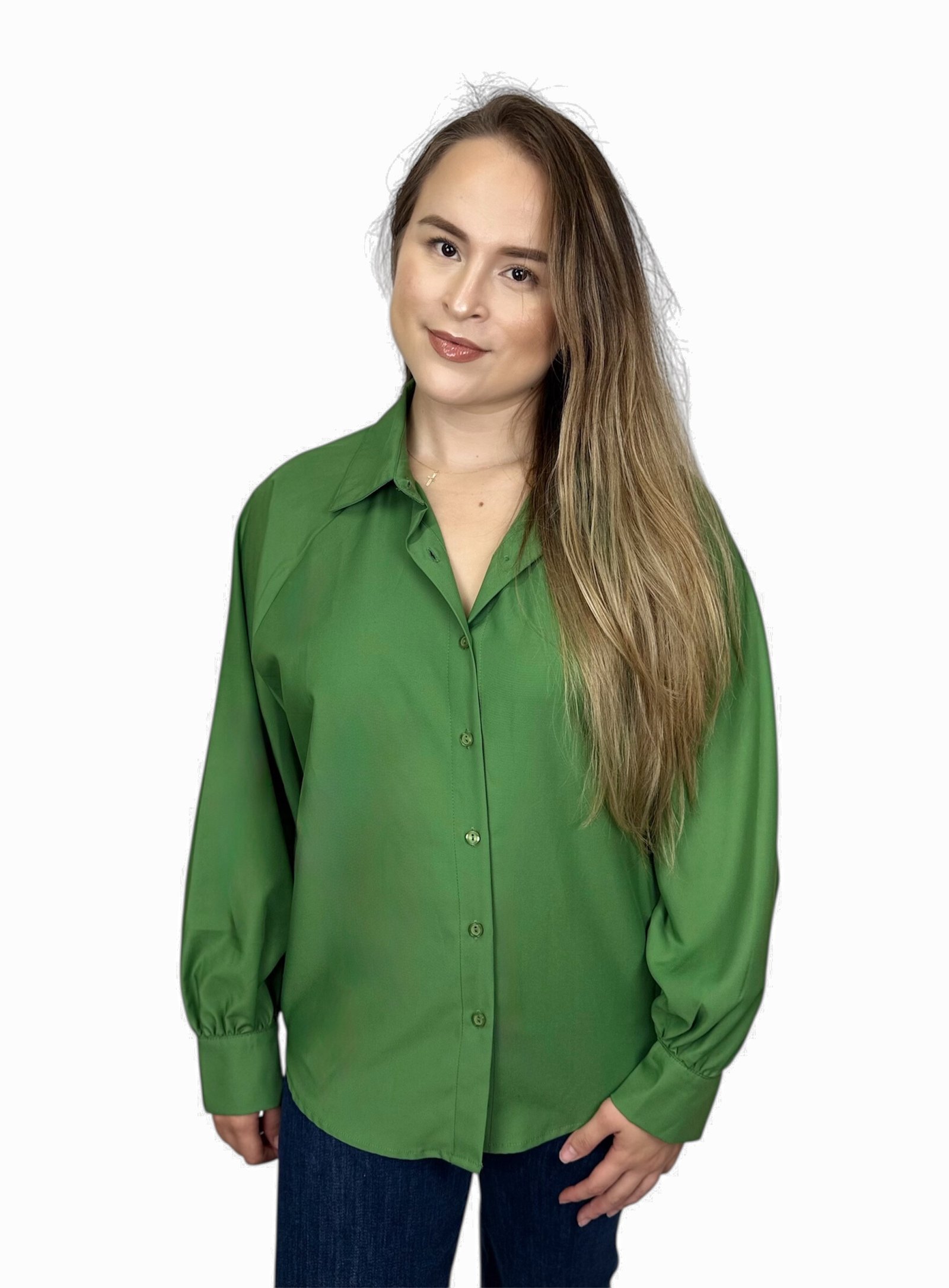 Camisa verde de botones lisa Roly Poly