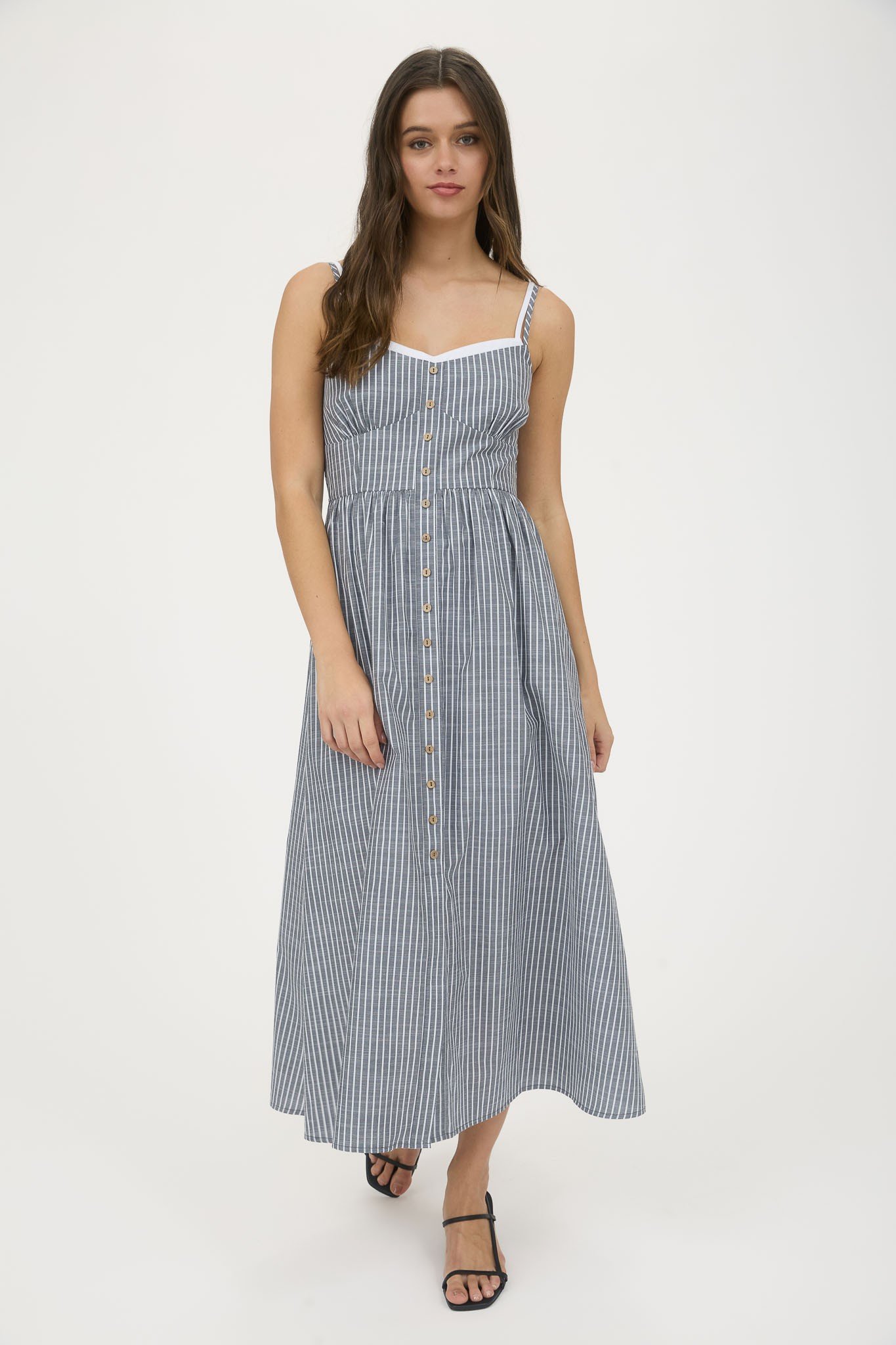 VESTIDO LARGO DE RAYAS CON BOTONES BY THE RIVER