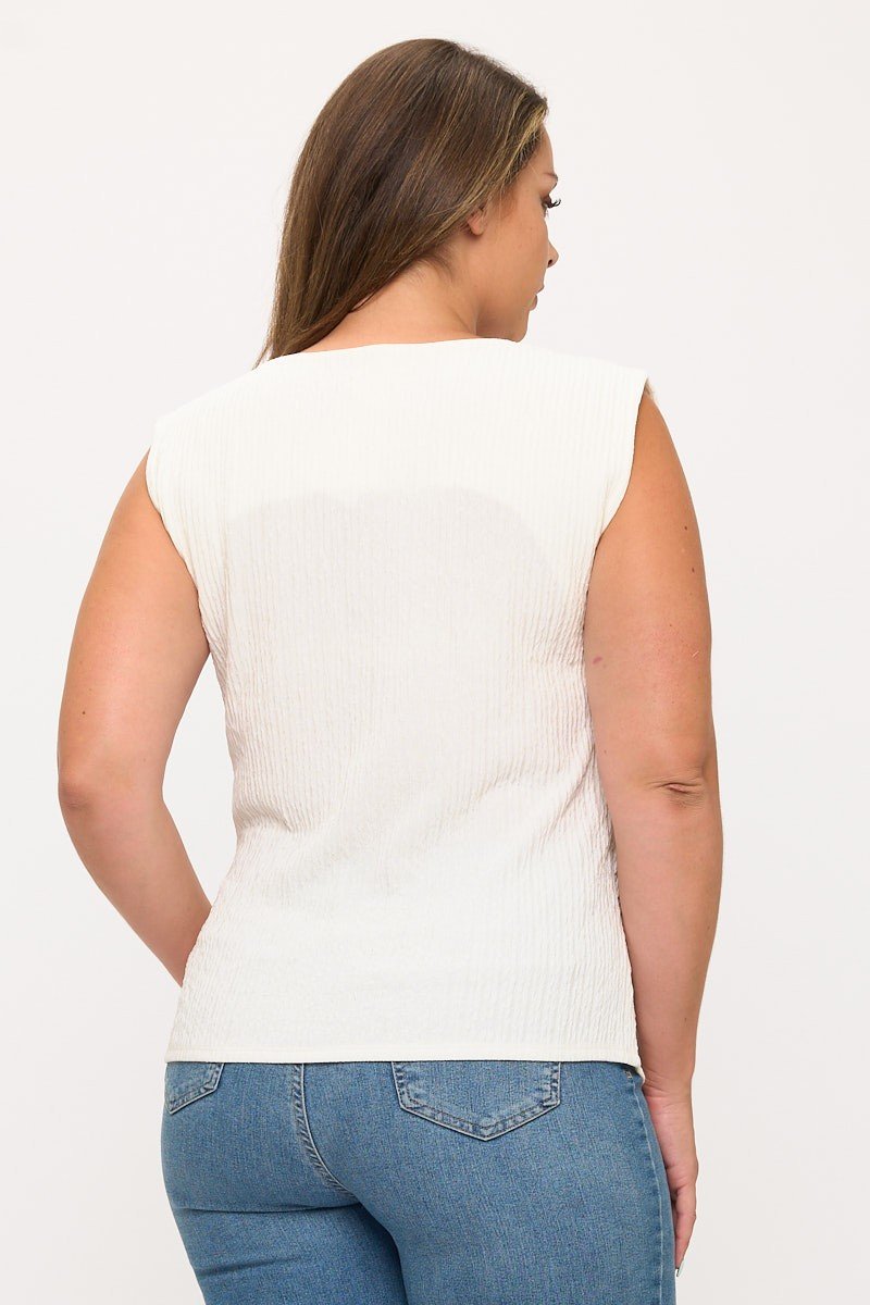 BLUSA CON AMARRE TALLA PLUS WHITE RHINO - Imagen 5