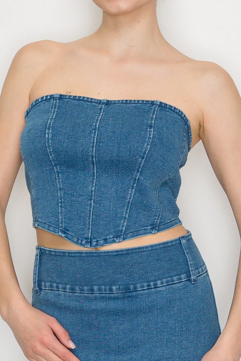 TOP ESTRAPLE DE MEZCLILLA BLASHE - Imagen 3