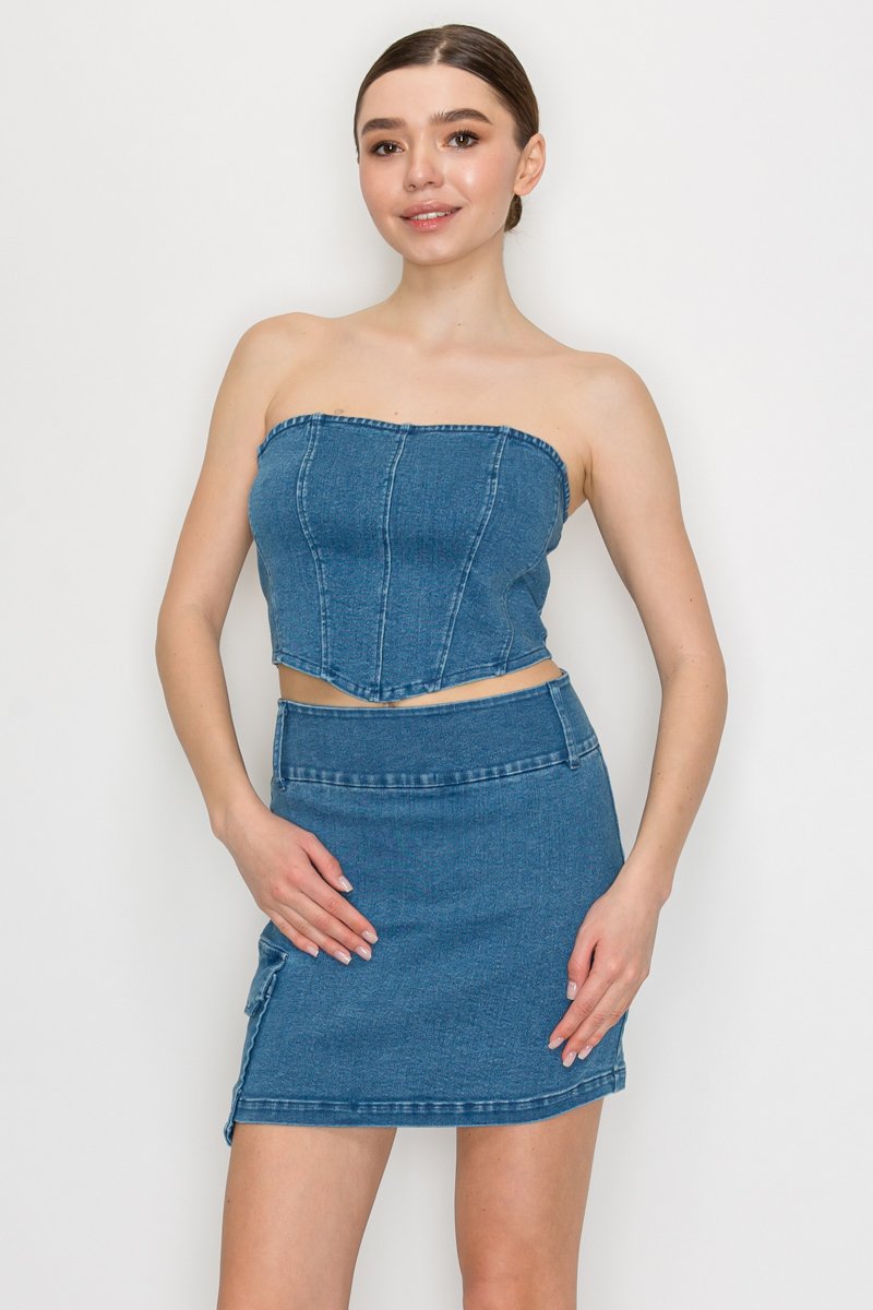 TOP ESTRAPLE DE MEZCLILLA BLASHE - Imagen 2