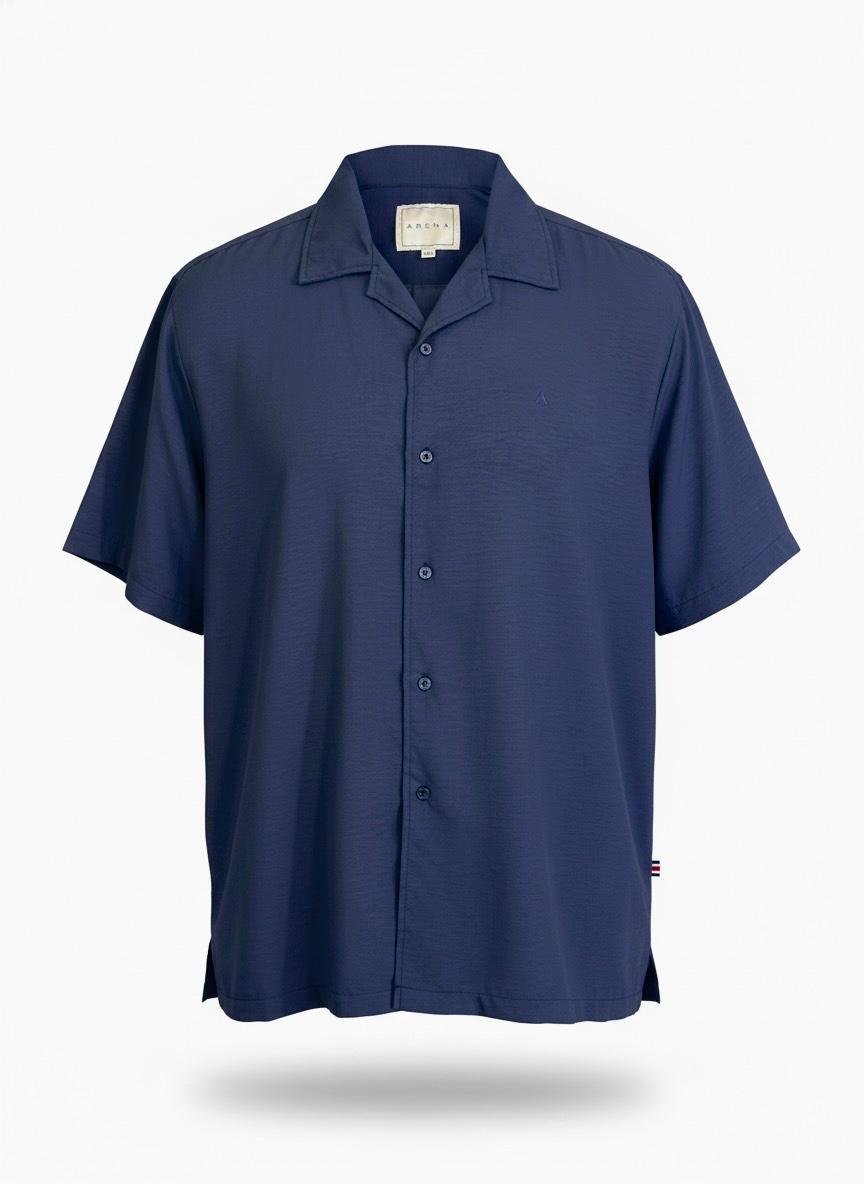 CAMISA AZUL TALLA PLUS MANGA CORTA ARENA