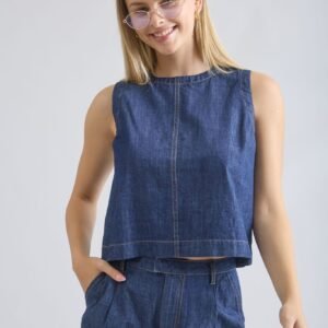 BLUSA SIN MANGAS CON COSTURA TIPO MEZCLILLA THE WORKSHOP