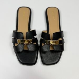 SANDALIAS NEGRAS CON DETALLE DORADO BAMBOO