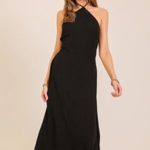 VESTIDO LARGO CON AMARRE EN CUELLO Y ESPALDA DESCUBIERTA TIMING