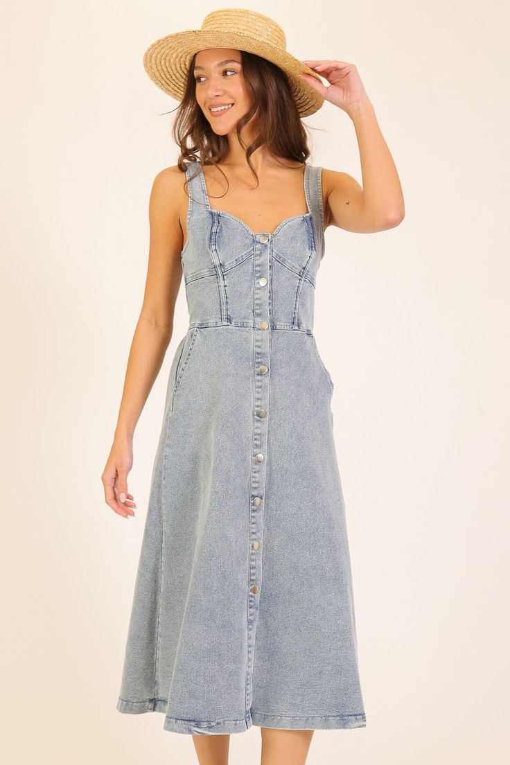 VESTIDO LARGO TIPO MEZCLILLA CON BOTONES TIMING