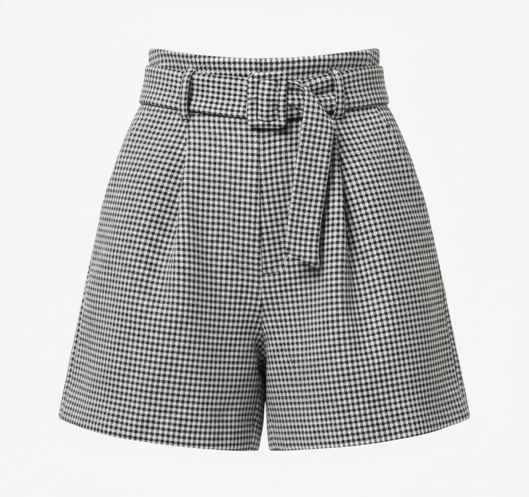 SHORT CON MINICUADROS Y FAJA RUNWAY