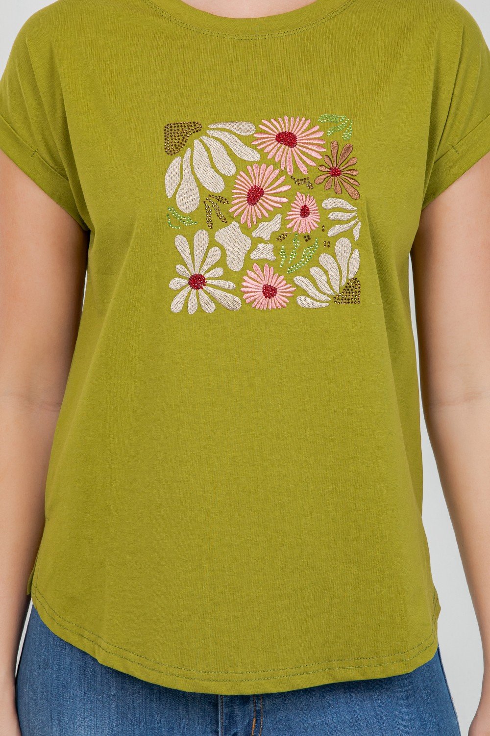 BLUSA CON CUADRADO DE FLORES TABA - Imagen 3