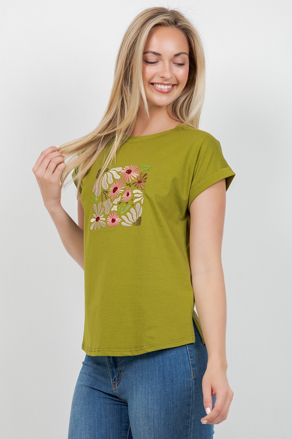 BLUSA CON CUADRADO DE FLORES TABA - Imagen 4