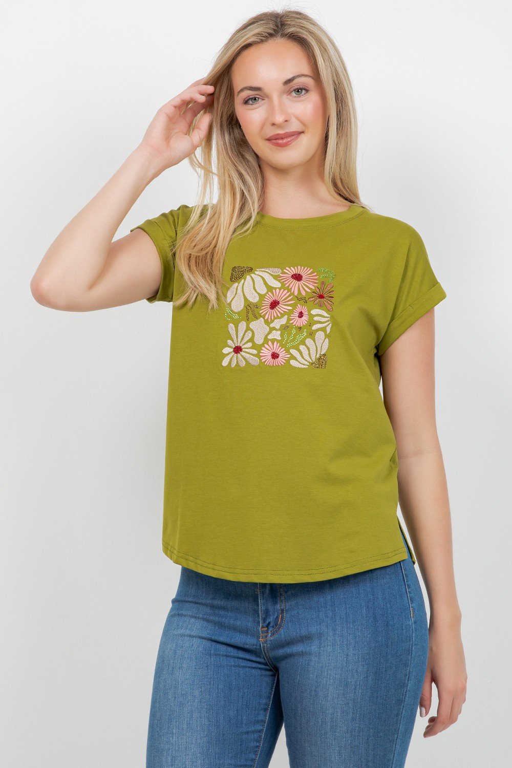 BLUSA CON CUADRADO DE FLORES TABA - Imagen 2