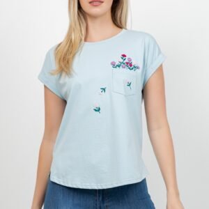 BLUSA DE FLORES CON BOLSA LATERAL TABA