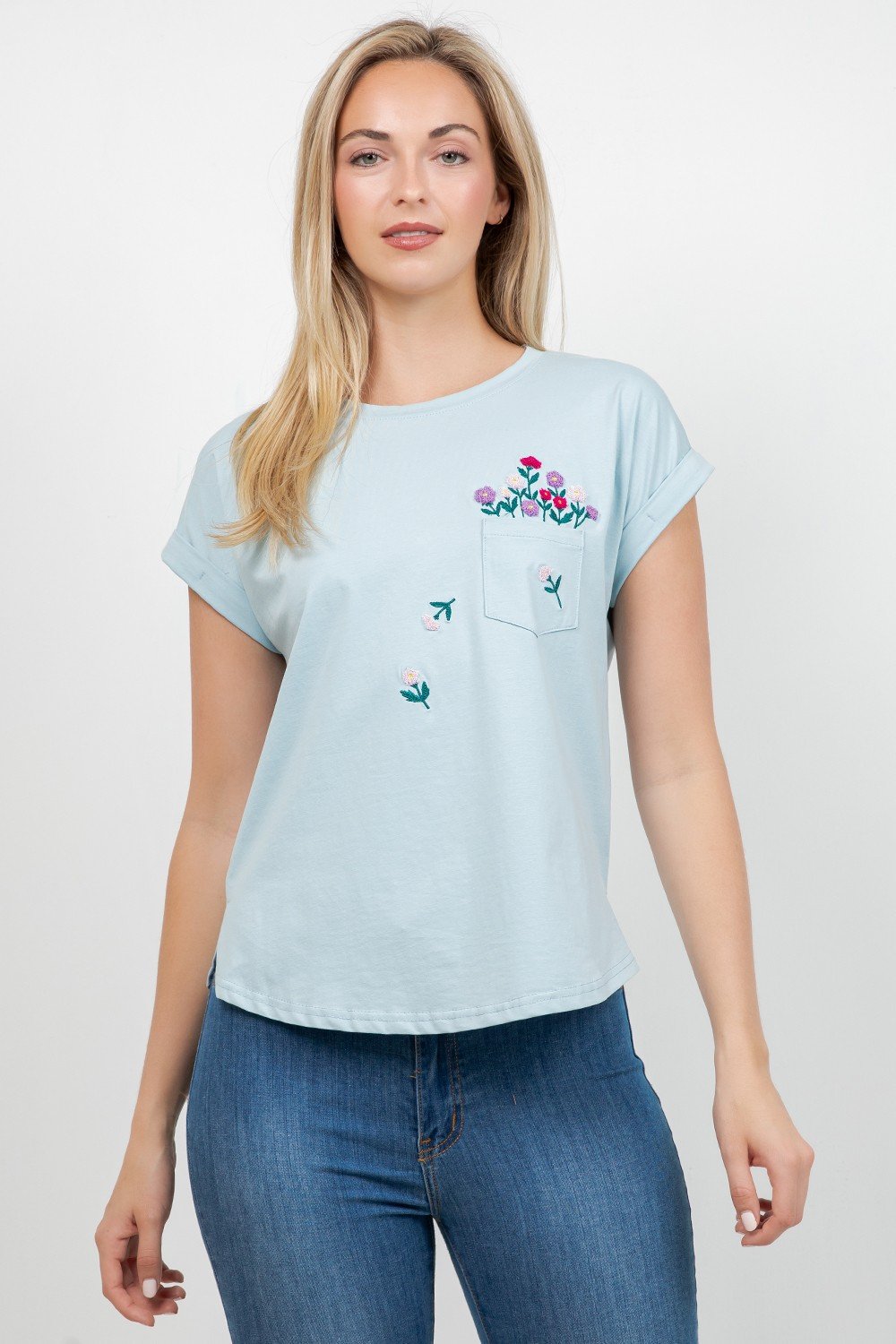 BLUSA DE FLORES CON BOLSA LATERAL TABA