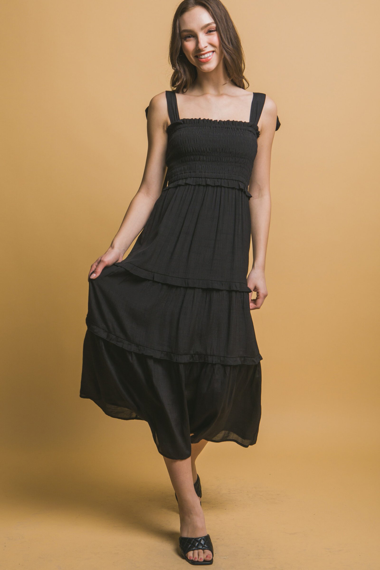 VESTIDO NEGRO DE TIRANTES GRUESOS LOVE TREE - Imagen 3