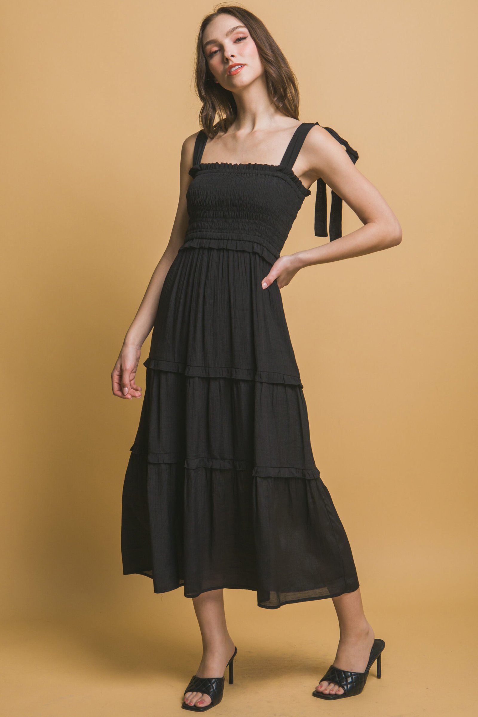 VESTIDO NEGRO DE TIRANTES GRUESOS LOVE TREE - Imagen 2