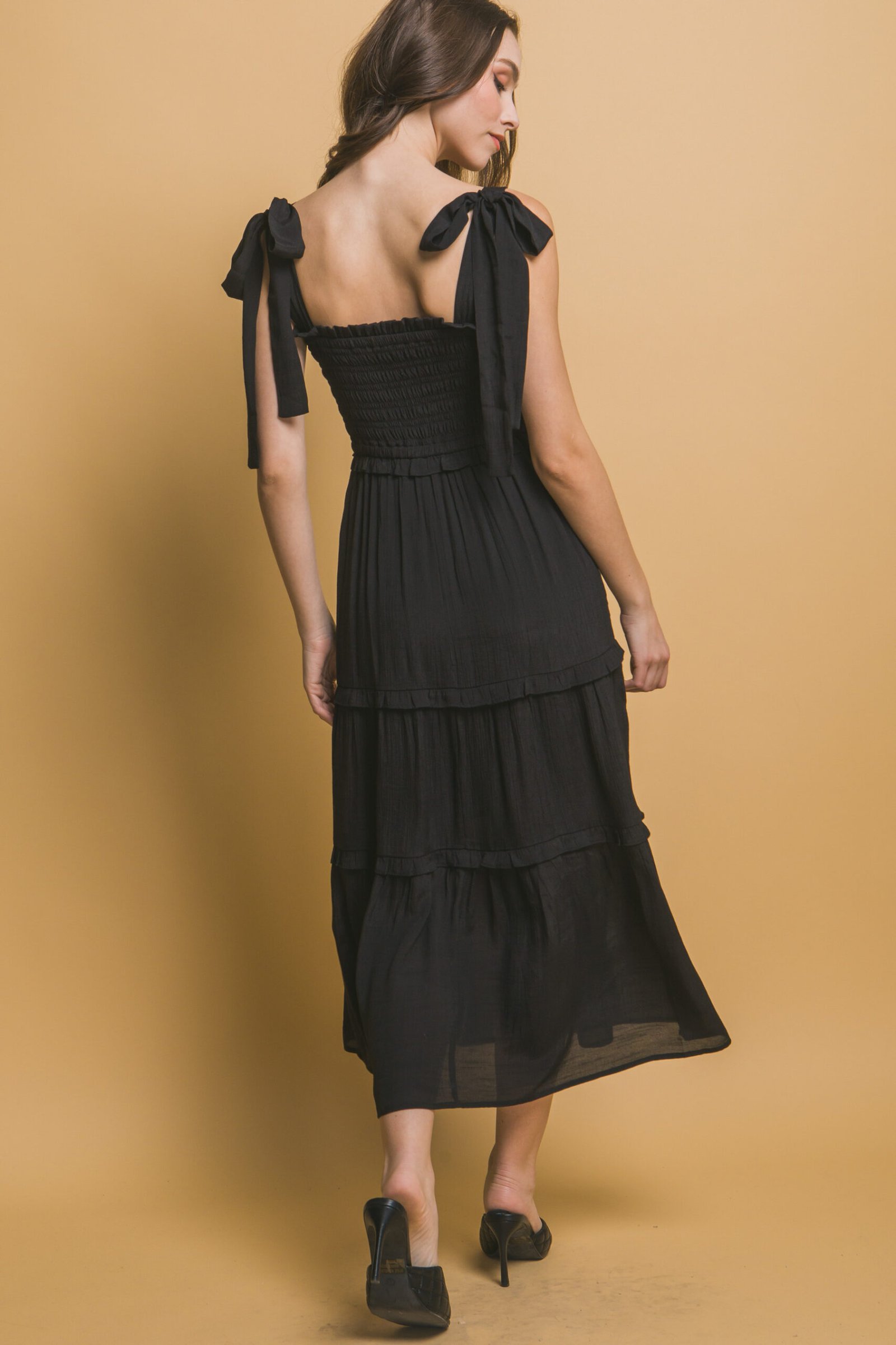 VESTIDO NEGRO DE TIRANTES GRUESOS LOVE TREE - Imagen 7