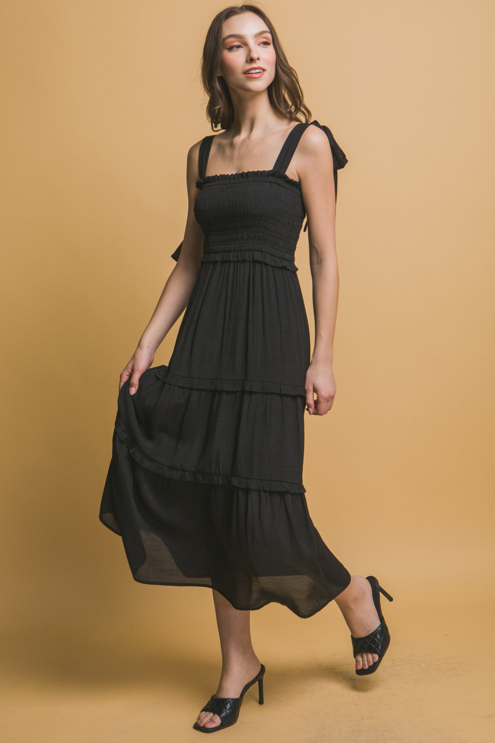 VESTIDO NEGRO DE TIRANTES GRUESOS LOVE TREE - Imagen 6