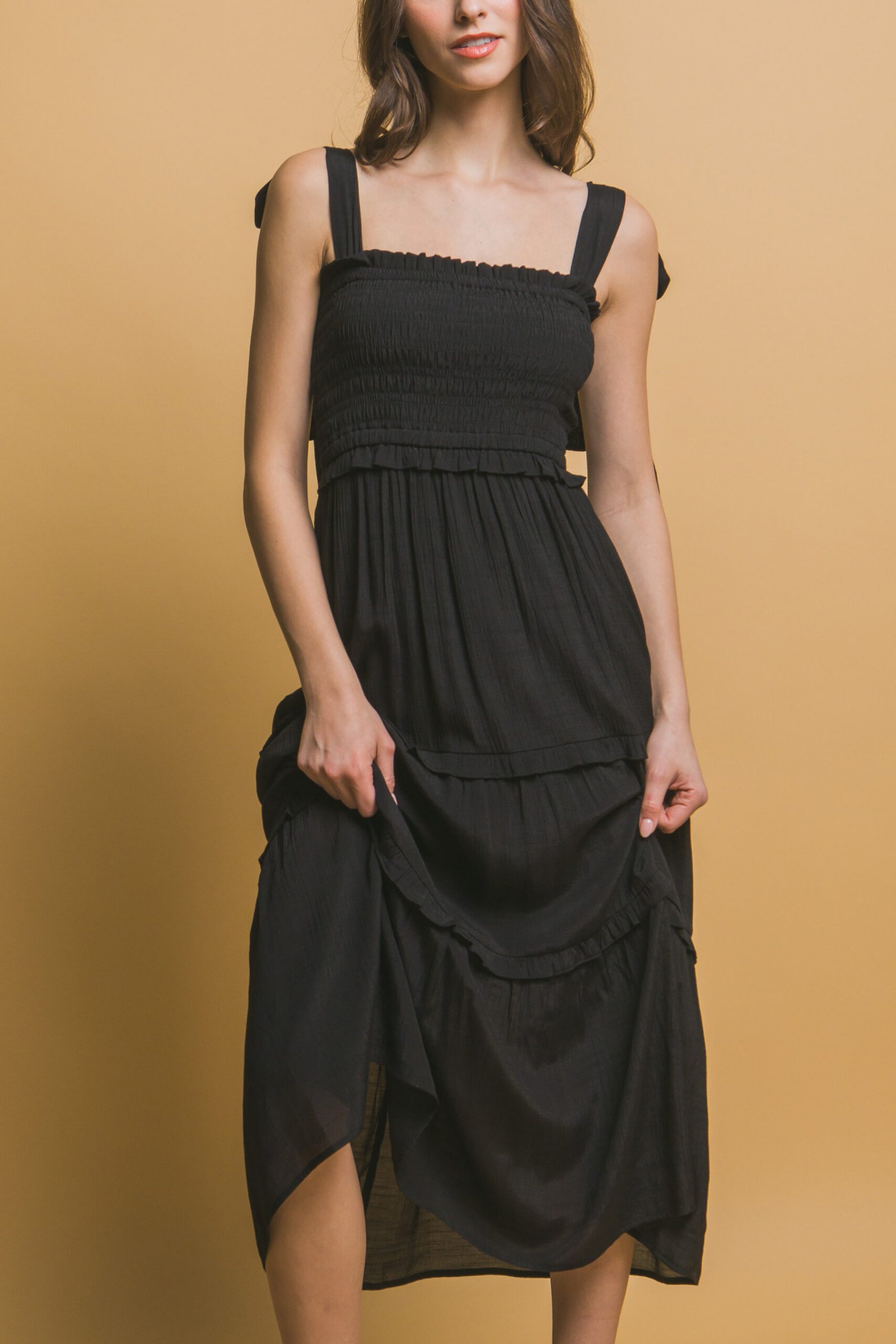 VESTIDO NEGRO DE TIRANTES GRUESOS LOVE TREE - Imagen 4