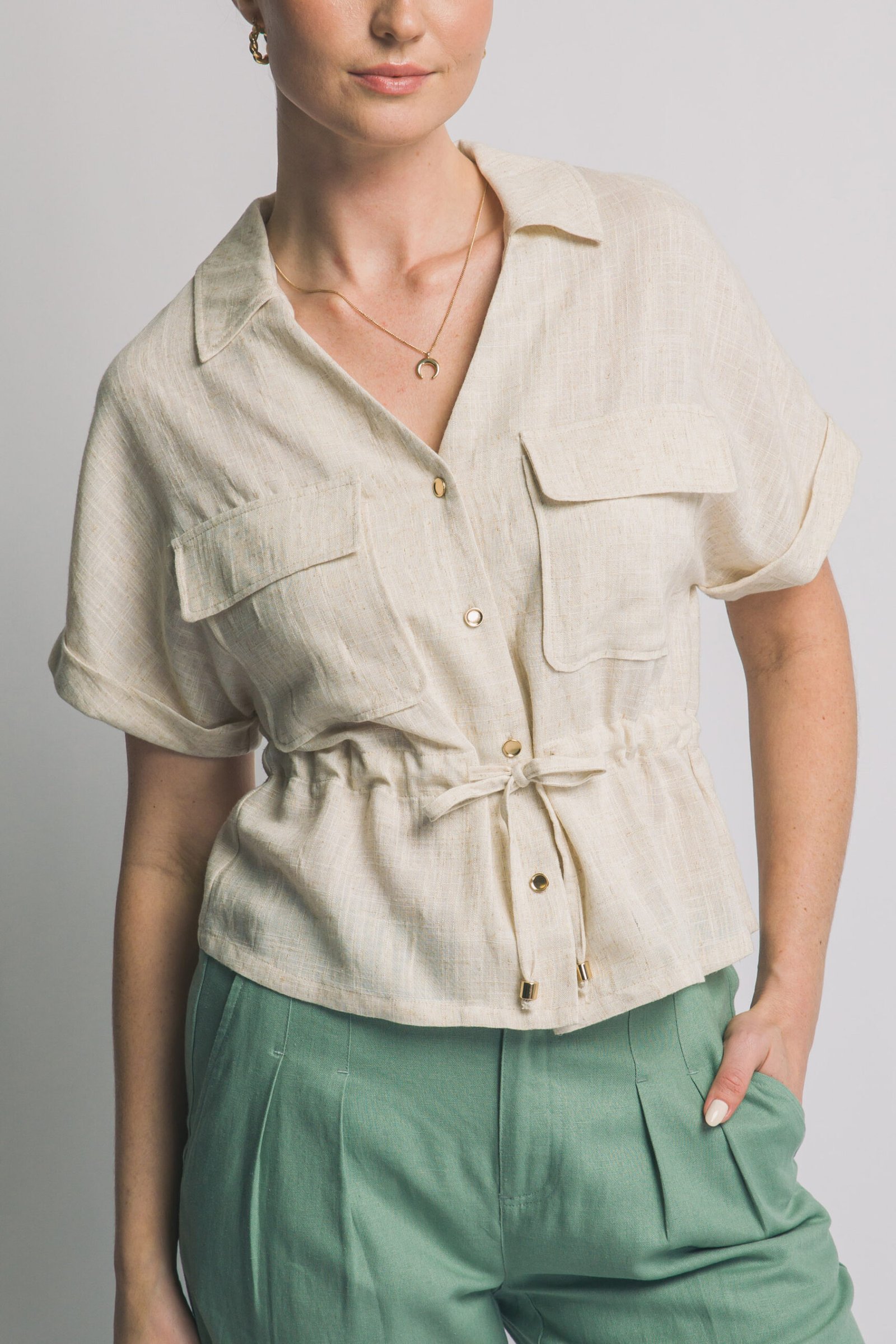 BLUSA CON BOTONES Y ELÁSTICO EN CINTURA LOVE TREE - Imagen 7