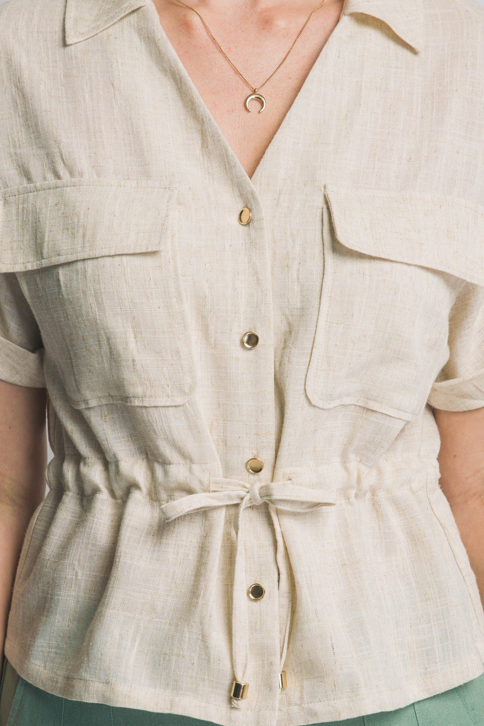 BLUSA CON BOTONES Y ELÁSTICO EN CINTURA LOVE TREE - Imagen 8