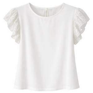 BLUSA LISA CON VUELO ESTAMPADO EN MANGA ROSEMIEL