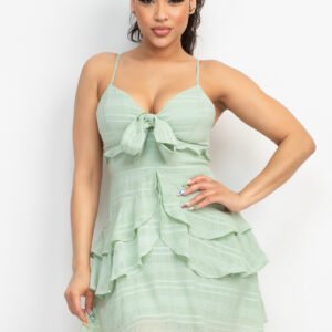 VESTIDO CORTO VERDE CON LAZO EN PECHO BLASHE