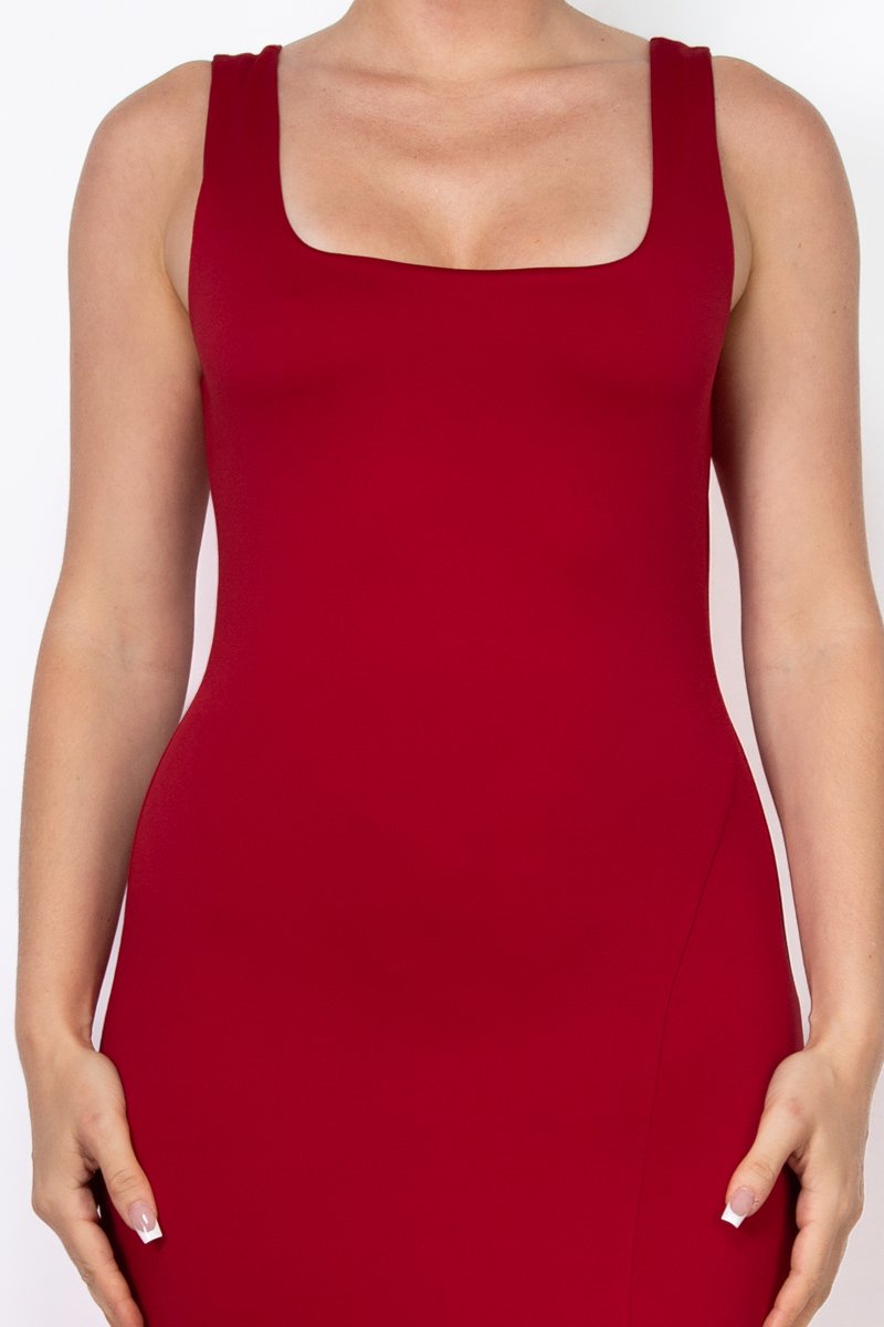 VESTIDO ROJO LARGO CON APERTURA EN PIERNA HAUTE MONDE - Imagen 3