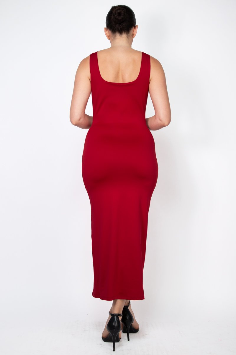 VESTIDO ROJO LARGO CON APERTURA EN PIERNA HAUTE MONDE - Imagen 5