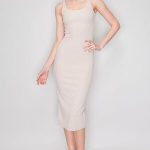 VESTIDO BEIGE LARGO Y AJUSTADO IRIS