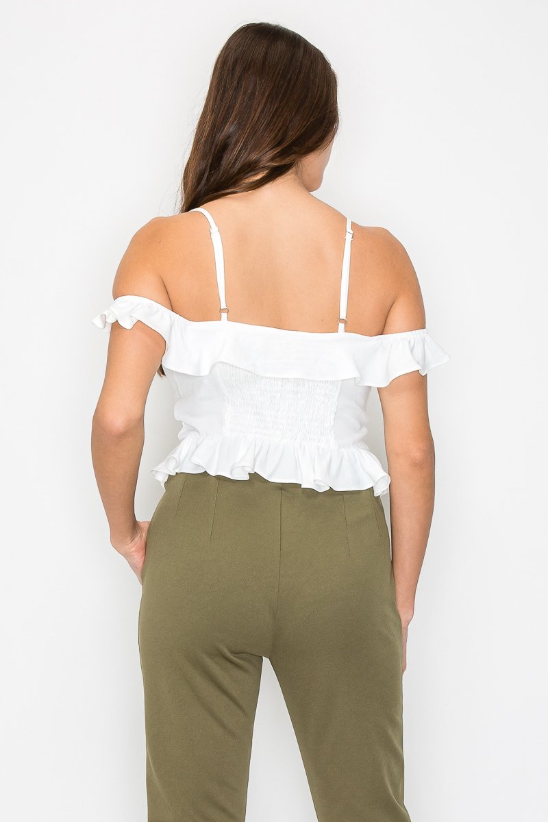 BLUSA BLANCA DE TIRANTES CON VUELOS IRIS - Imagen 4