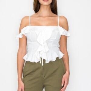 BLUSA BLANCA DE TIRANTES CON VUELOS IRIS