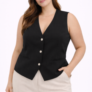 CHALECO NEGRO TALLA PLUS WHITE RHINO