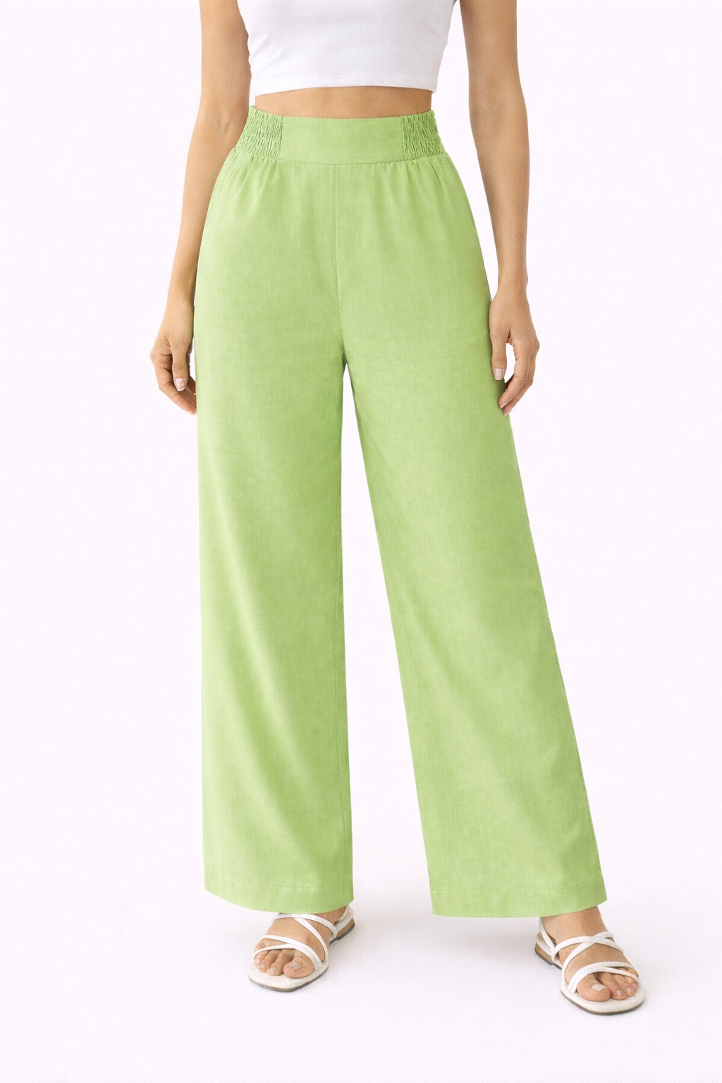 PALAZO CON ELÁSTICO LATERAL EN CINTURA CRETA