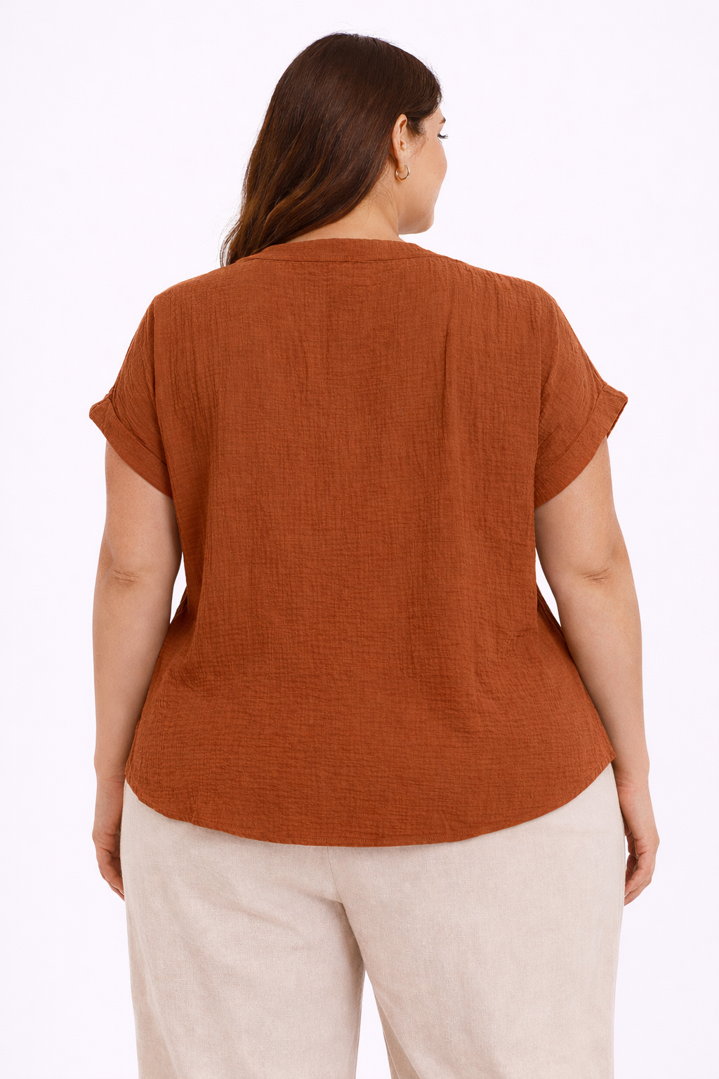 BLUSA CON CUELLO EN V TALLA PLUS WHITE RHINO - Imagen 2