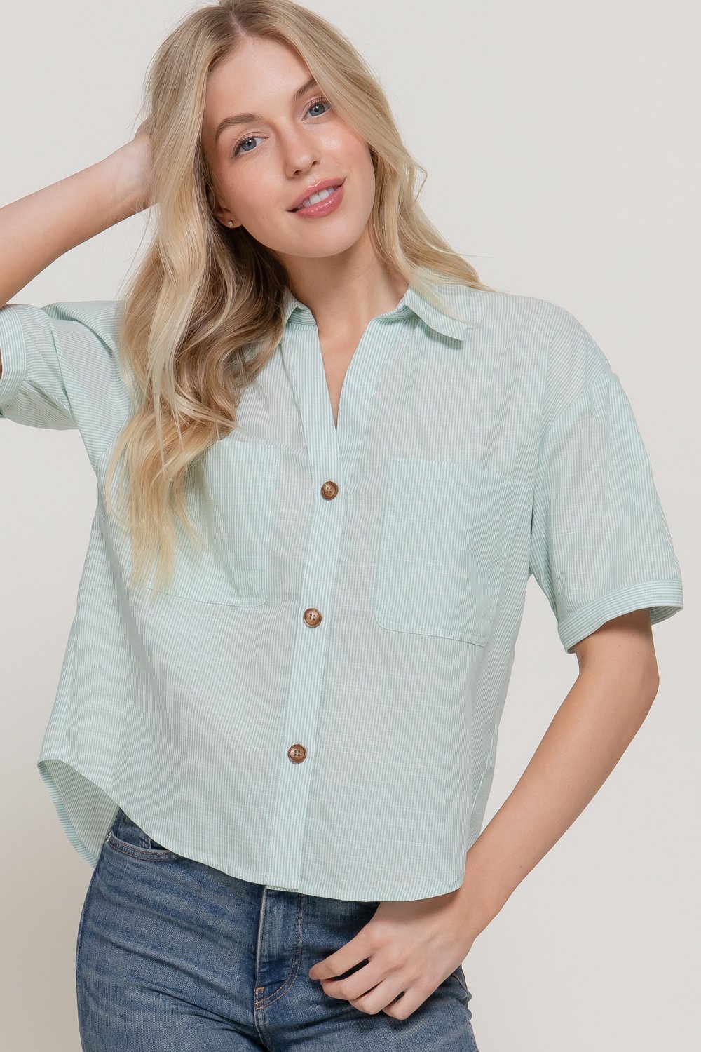 BLUSA FLOJA DE RAYAS ACTIVE - Imagen 3