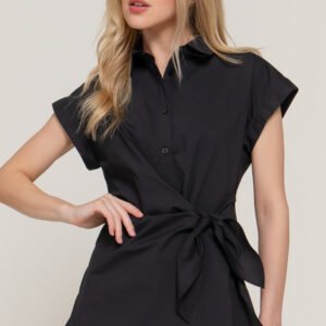 BLUSA NEGRA CON NUDO EN CINTURA ACTIVE