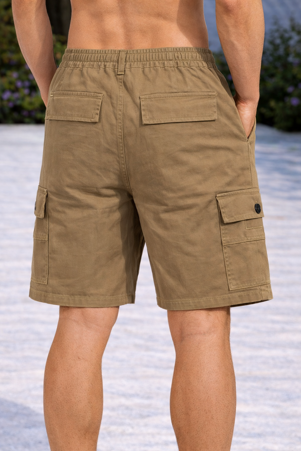 SHORT CARGO CON ELASTICO Y PARALES EN LA CINTURA BLOCK - Imagen 8