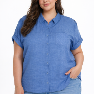 BLUSA DE BOTONES TALLA PLUS WHITE RHINO