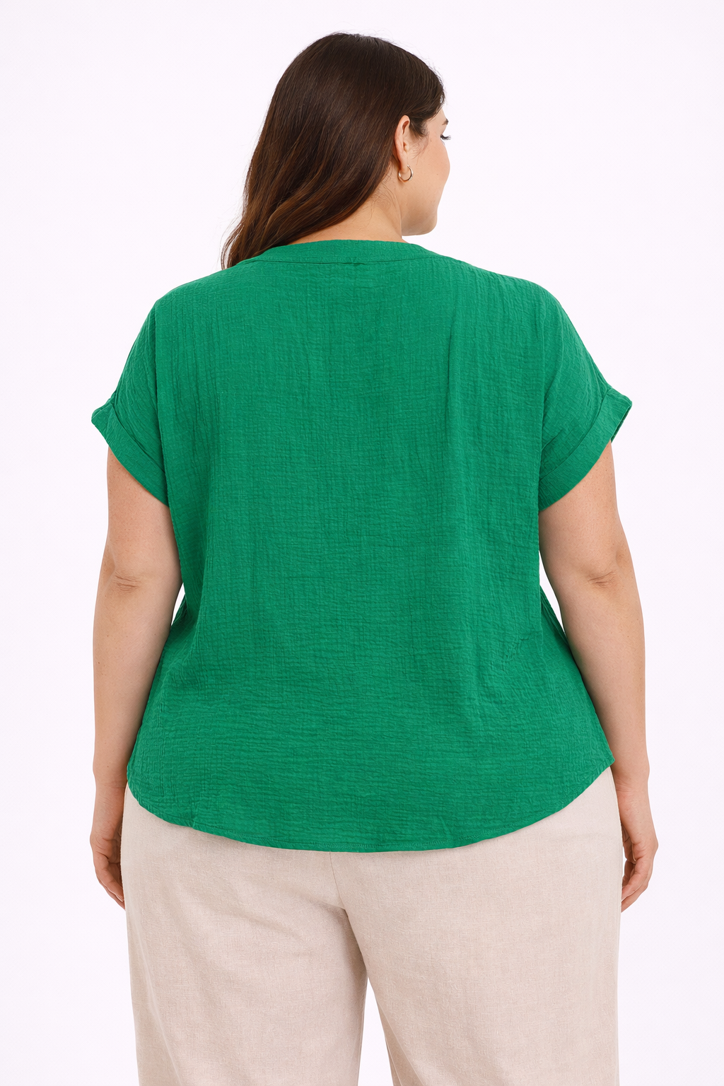 BLUSA CON CUELLO EN V TALLA PLUS WHITE RHINO - Imagen 4