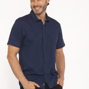 CAMISA MANGA CORTA AZUL INDIGO OSCURO CIVIL ROAD