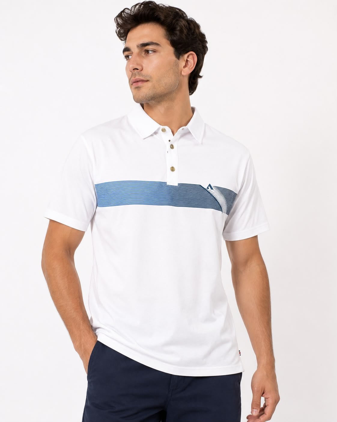 CAMISETA TIPO POLO BLANCA CON ESTAMPADO ARENA