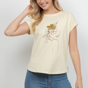 BLUSA AMARILLA CON ESTAMPADO FEMENINO TABA
