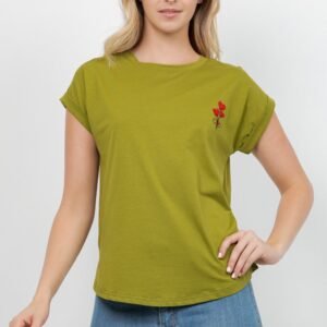 BLUSA VERDE CON RAMO DE CORAZONES TABA