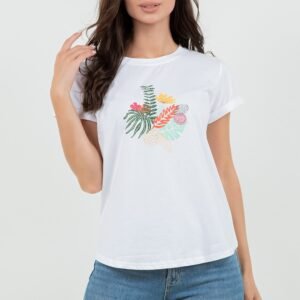 BLUSA BLANCA CON ESTAMPADO DE ALGAS TABA