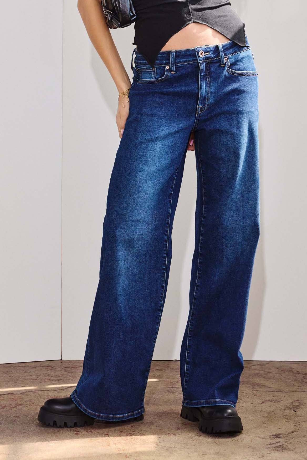 JEANS WIDE LEG TIRO ALTO EN JEAN EP3661