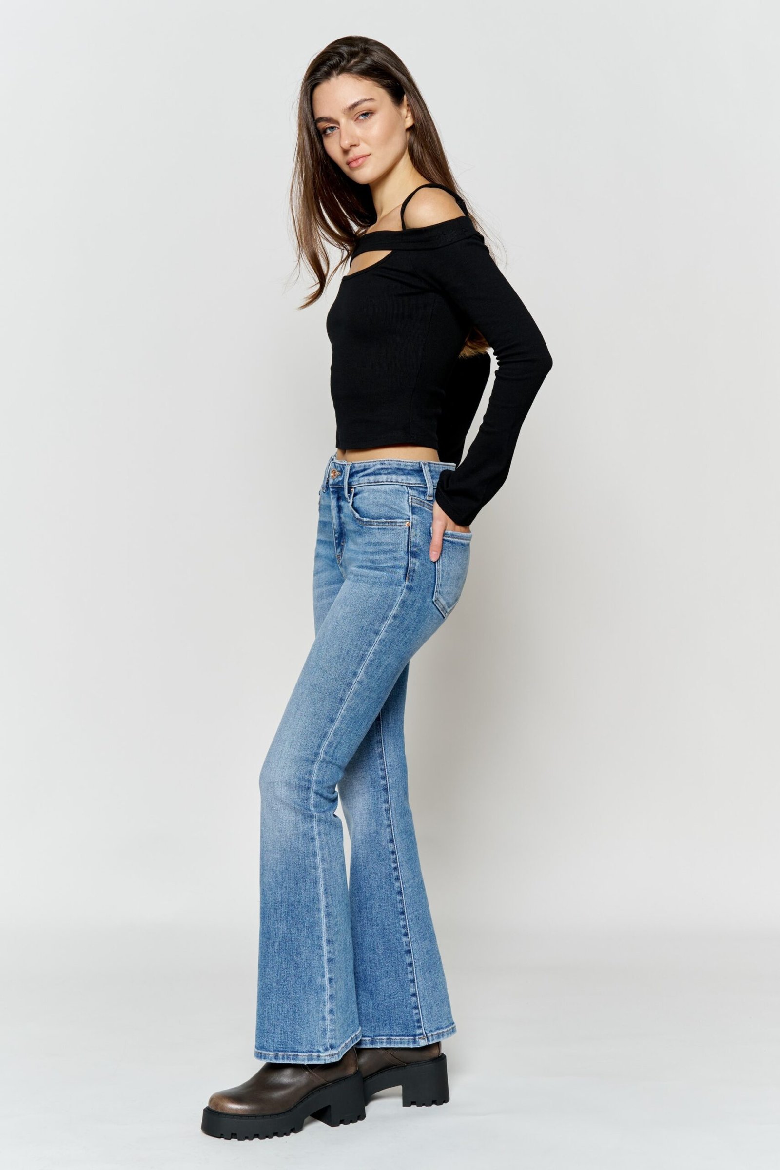 JEANS CORTE BOTA TIRO ALTO EN JEAN EP3743 - Imagen 4