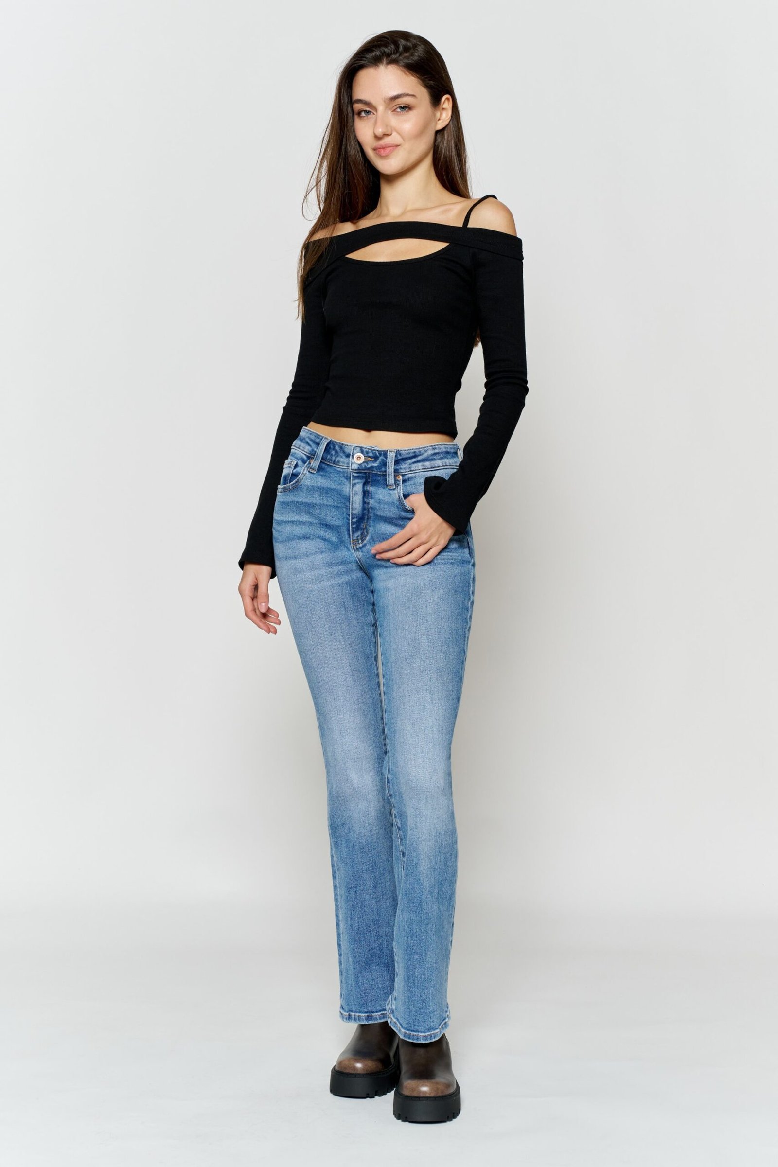 JEANS CORTE BOTA TIRO ALTO EN JEAN EP3743 - Imagen 3