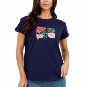 BLUSA AZUL CON ESTAMPADO CUADRADO DE FLORES TABA