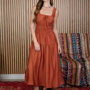 VESTIDO LARGO CON ELASTICO EN CINTURA BLU PEPPER