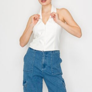BLUSA BLANCA CON CUELLO HALTER IRIS